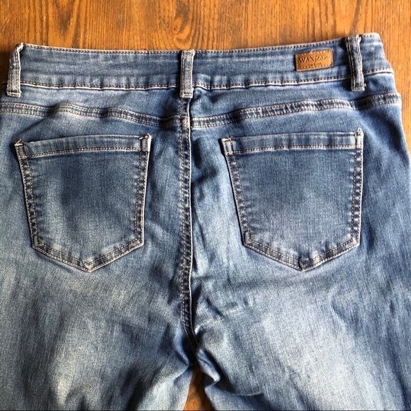 🎄 Wax jeans medium wash size 9 skinny  distressed - Picture 9 of 14